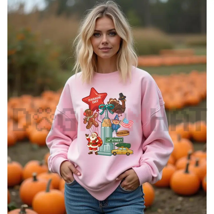 Festive Friction Crewneck – Thanksgiving Day Parade New York Holiday Graphic Sweatshirt