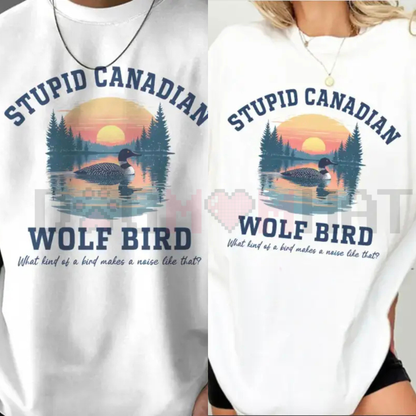 "Stupid Canadian Wolf Bird" T-Shirt – Hockey Romance Inspired Tee, Funny LGBT Hockey Fan Gift, BookTok Sarcastic Sports Romance Graphic Top, Unisex Apparel