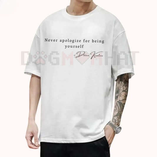 Diane Keaton Vintage Fedora T-Shirt – Classic Hollywood Style & "Never Apologize" Graphic Tee