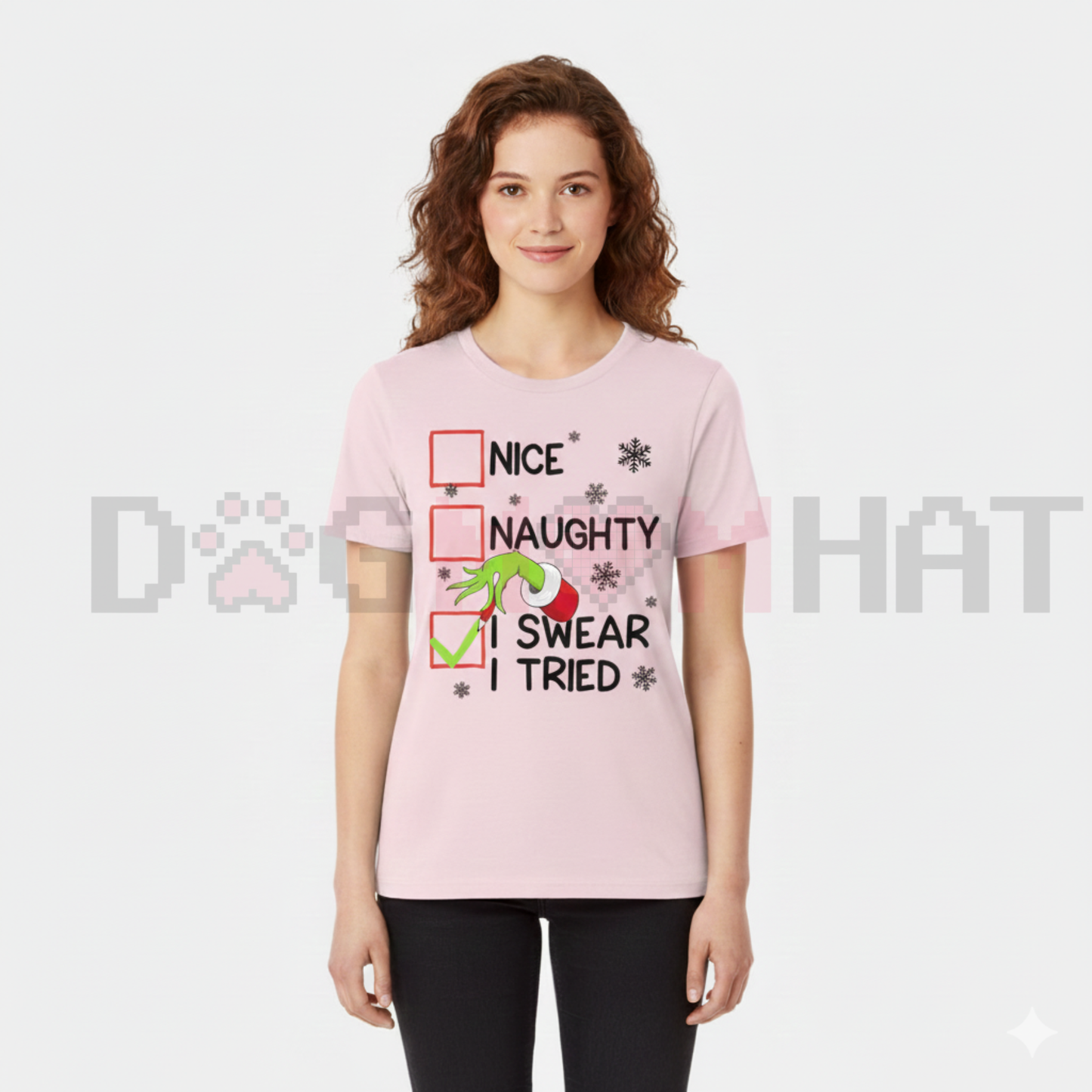 Groovy Naughty "I Swear I Tried" Christmas Holiday Unisex Tee