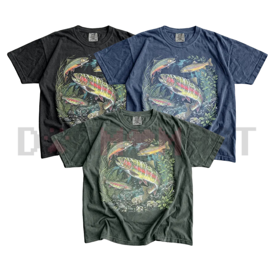Fly Fishing Shirt – Vintage Trout River Graphic Tee