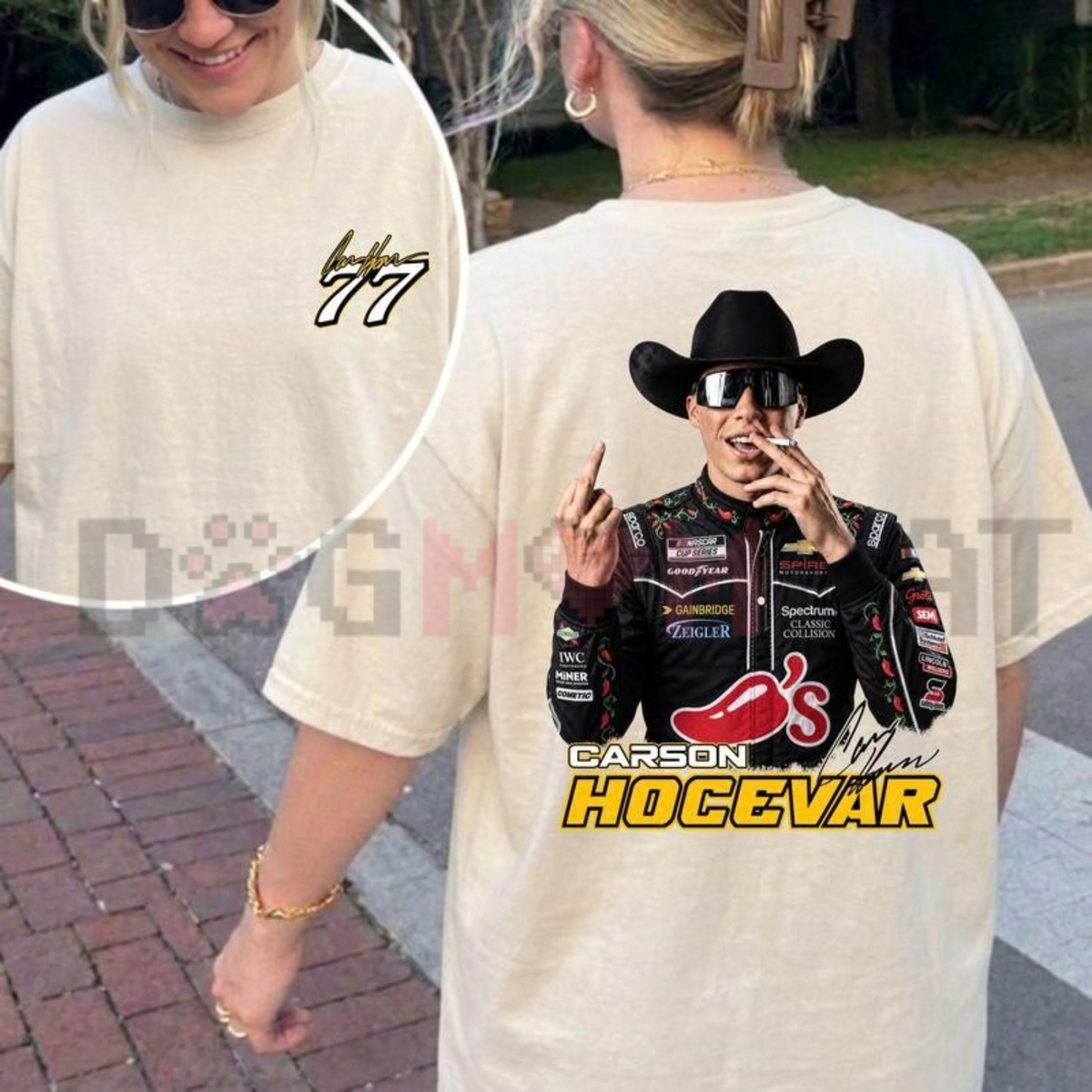 "Carson Hocevar Fight #77" Vintage Racing Graphic T-Shirt