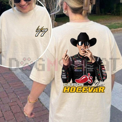 "Carson Hocevar Fight #77" Vintage Racing Graphic T-Shirt
