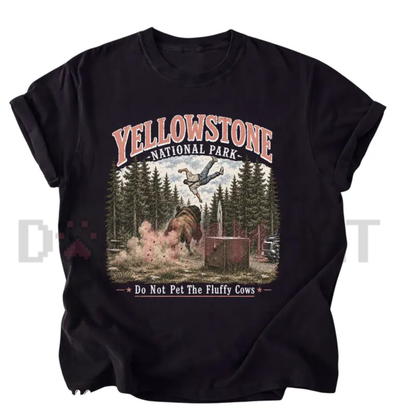 Do Not Pet The Fluffy Cows T-Shirt - Matching Family Yellowstone Camp Tee