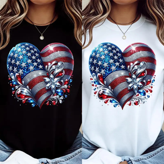 American Flag Heart Design T-Shirt