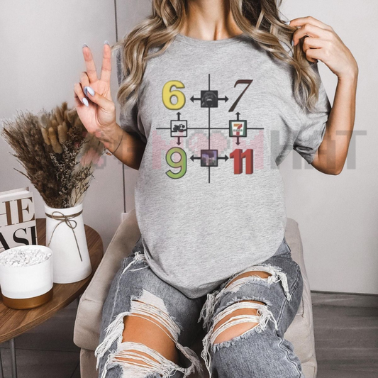 69 67 9/11 7-11 Abstract Numerical Grid Tee