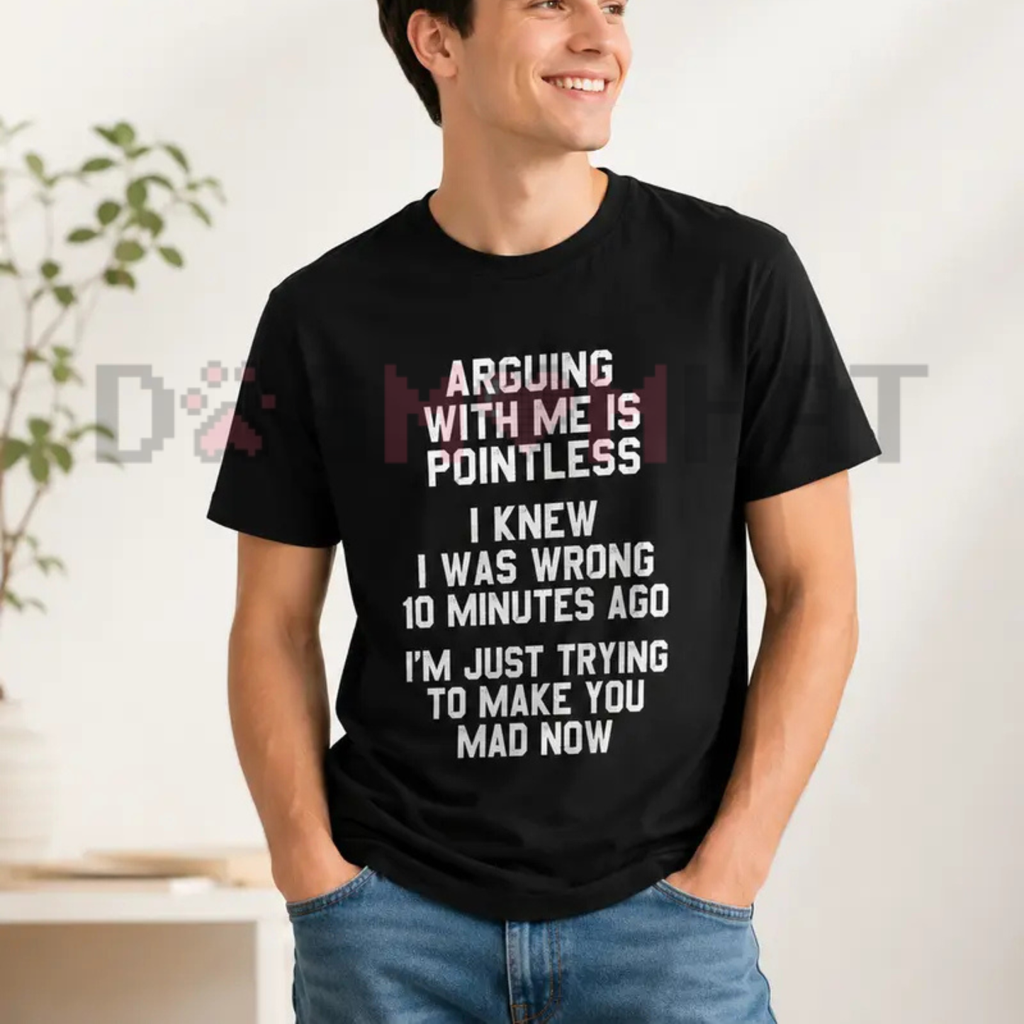 Unbeatable Debate Champion Graphic Tee - Funny Sarcastic Quote Black Pure Cotton Men's Shirt