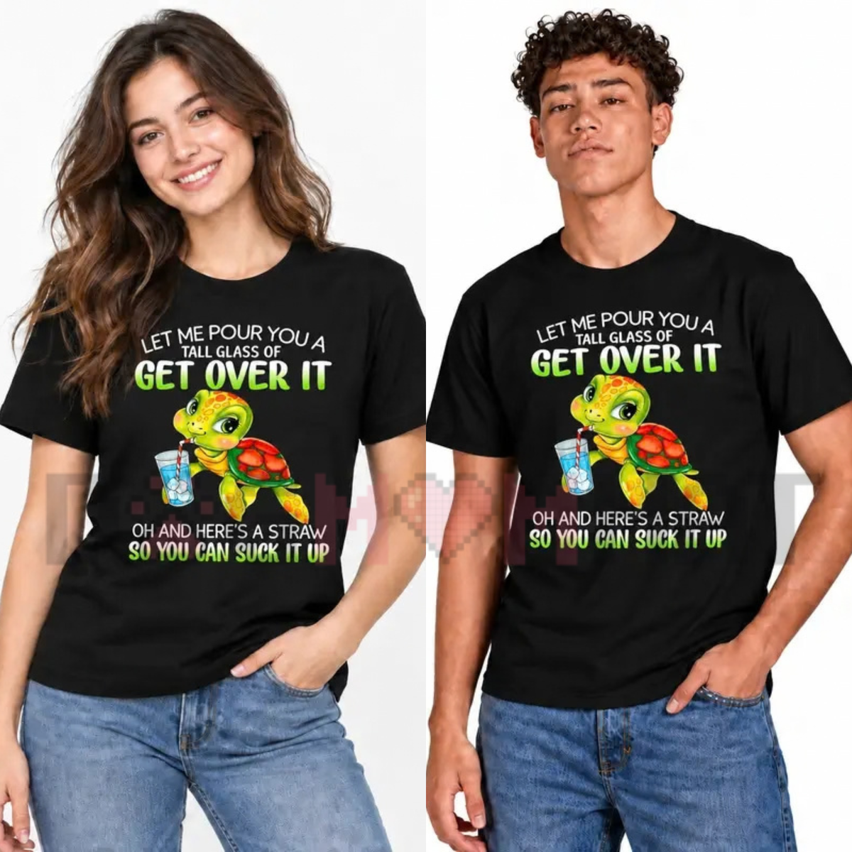 Get Over It Funny Turtle Sarcastic Graphic T-Shirt
