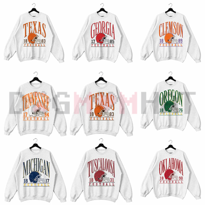 Heritage Campus Gridiron Graphic Sweatshirt - Vintage Ash Grey College Football Retro Crewneck Pullover