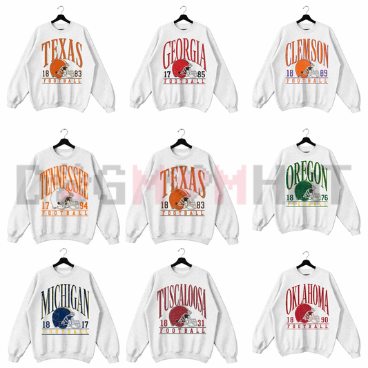 Heritage Campus Gridiron Graphic Sweatshirt - Vintage Ash Grey College Football Retro Crewneck Pullover