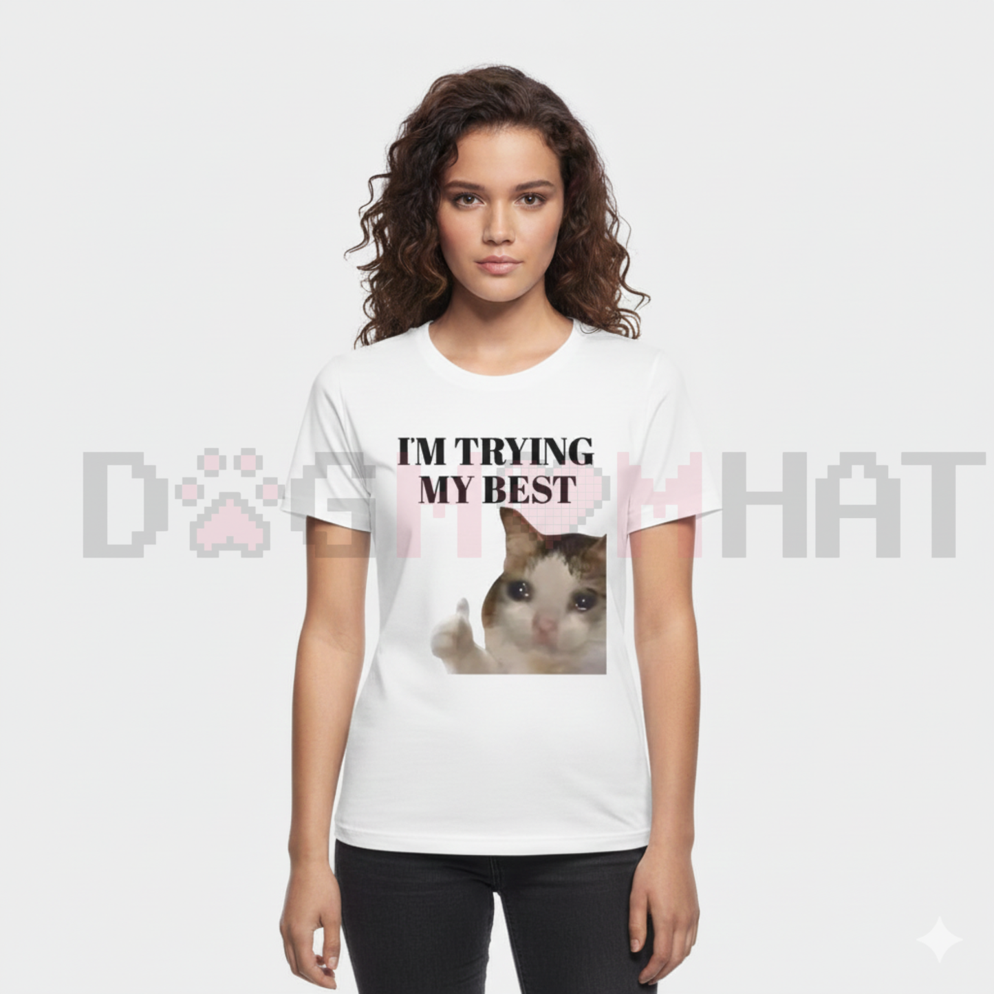 "I'm Trying My Best" Funny Crying Cat Meme T-Shirt