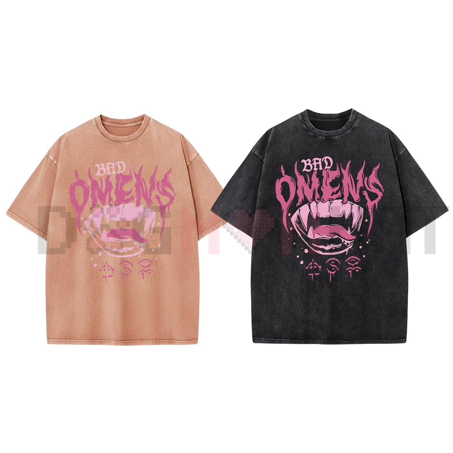 "Bad Omen" Surrealist Washed Tee