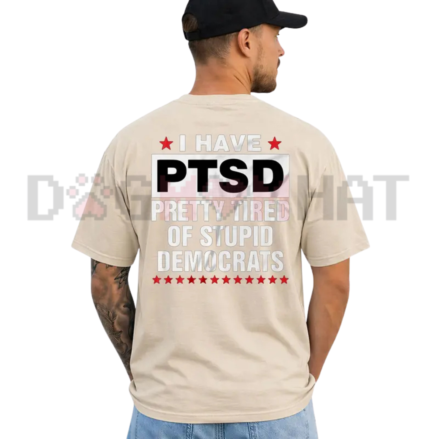 PTSD Tired Of Democrats Graphic Tee - Funny Conservative Political Sarcasm Shirt