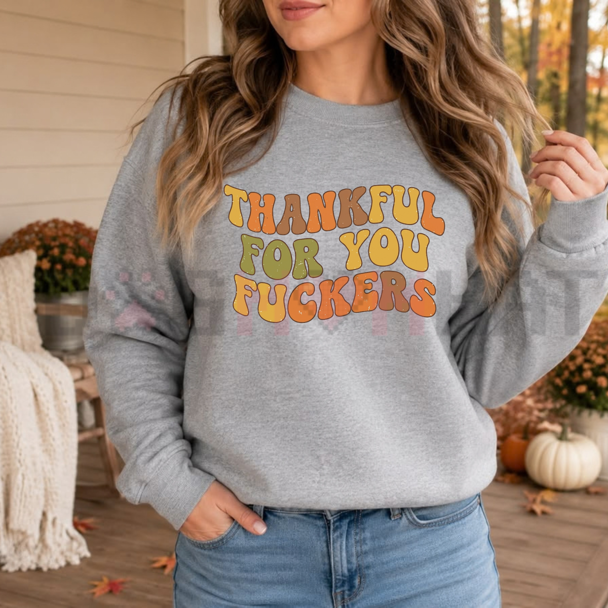 Vintage Thankful For You Funny Thanksgiving Graphic Sweatshirt