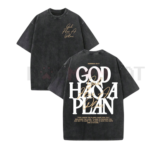 Double Sided Retro Washed 'God Has A Plan' Tee