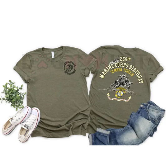 250th USMC Birthday T-Shirt – Marine Corps Anniversary Tee
