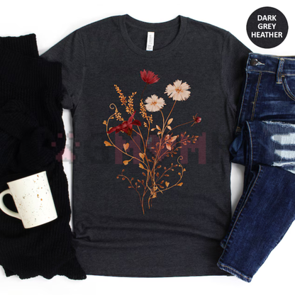 "Fall Watercolor Wildflowers" Autumn Graphic T-Shirt