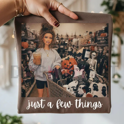 Comfort Colors Just A Few Things Halloween Shirt - Doll Face Spooky Shopping Tee