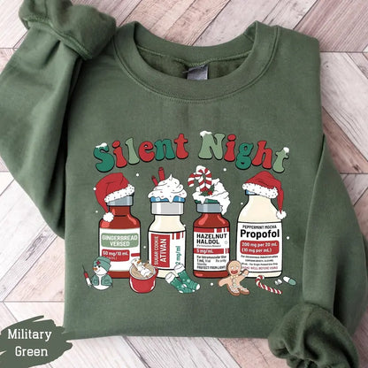 Medical Holiday Nurse Crewneck – "Silent Night" Christmas Sweatshirt
