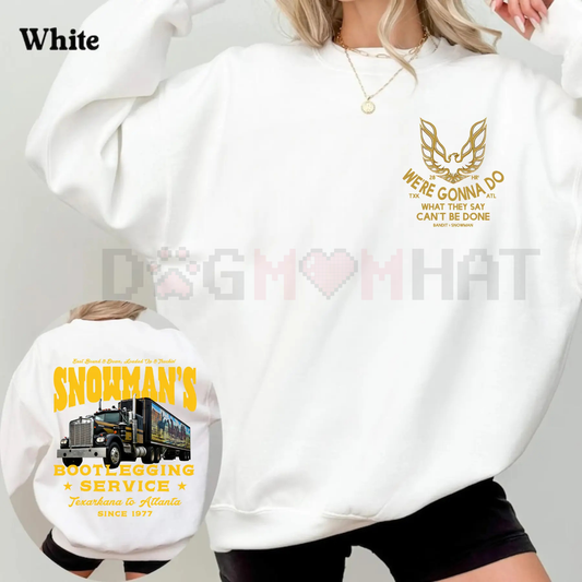 2-Sided Snowman Bootlegging Christmas Sweatshirt - dogmomhat