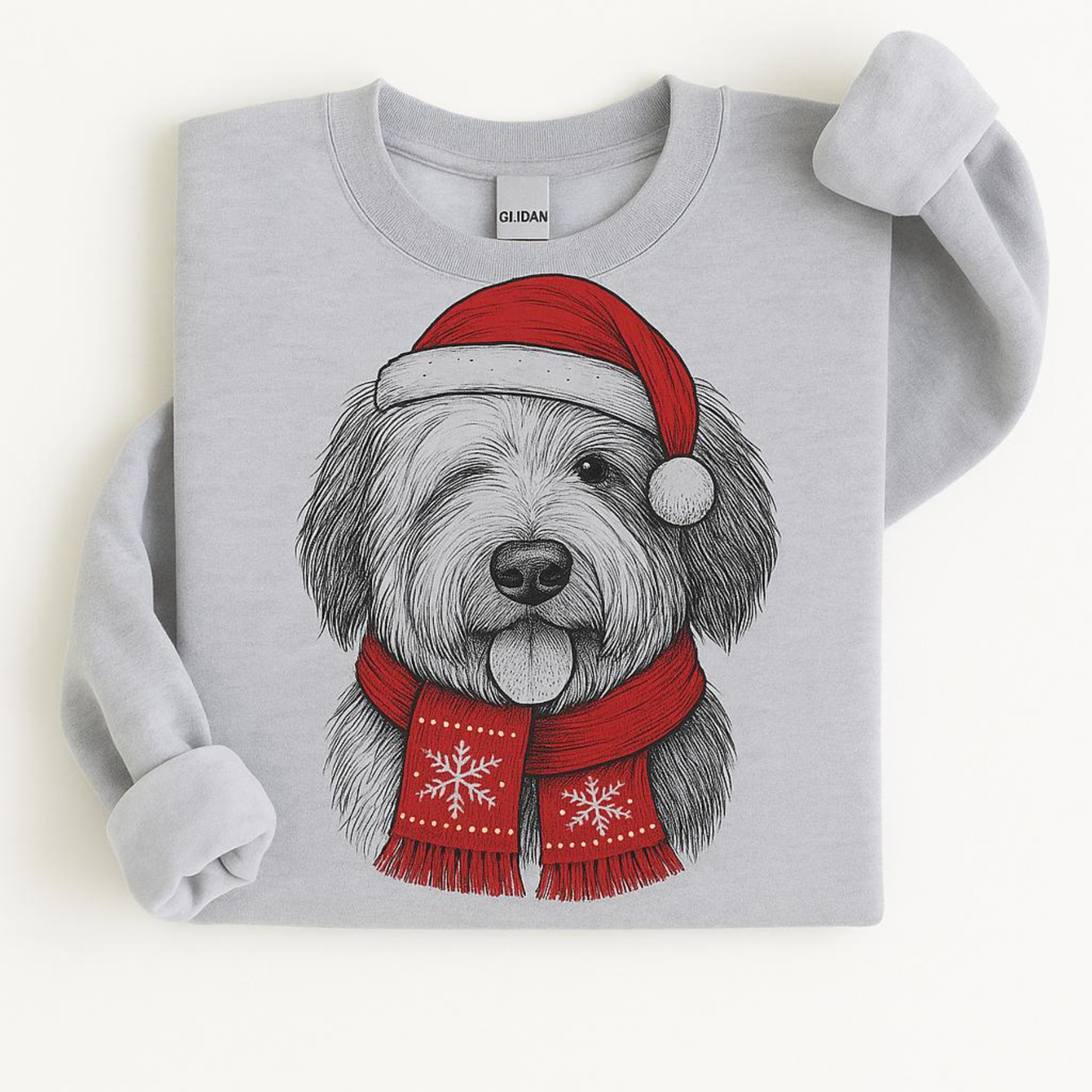 Ugly Christmas Style Santa Paws Dog Crewneck Sweater – Unisex Sport Grey Festive Pet Pullover