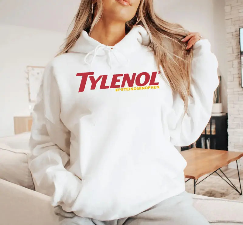 Funny Tylenol Epsteinaminophen Hoodie – Dark Humor Conspiracy Graphic Tee, Sarcastic Adult Joke Shirt