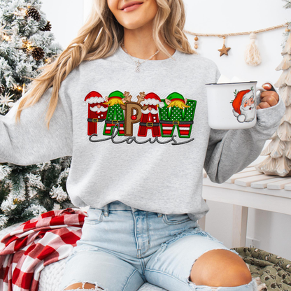 Unisex Faux Embroidery "Claus" Christmas Sweatshirt – Festive Holiday Pullover