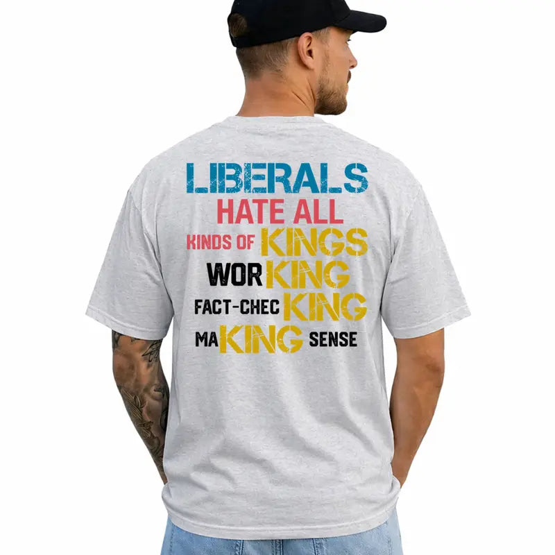 Political Satire Humor Graphic Tee - Funny Liberal Commentary Pure Cotton Menswear Casual T-Shirt