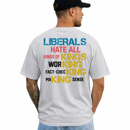 Political Satire Humor Graphic Tee - Funny Liberal Commentary Pure Cotton Menswear Casual T-Shirt