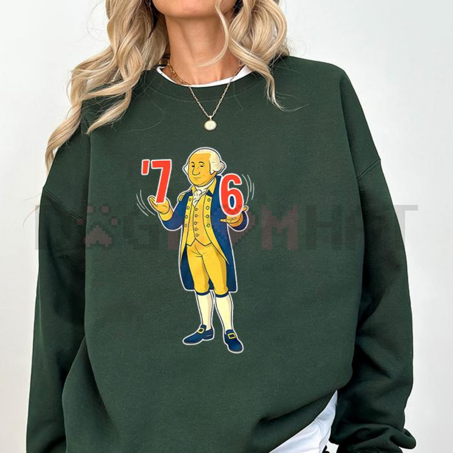 6-7 7-6 George Washington Sweatshirt – Funny History Tennis Score Parody, Unisex Vintage Pullover