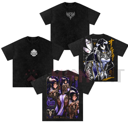 Albedo Succubus Vintage Washed Graphic Tee - Overlord Anime Streetwear Shirt