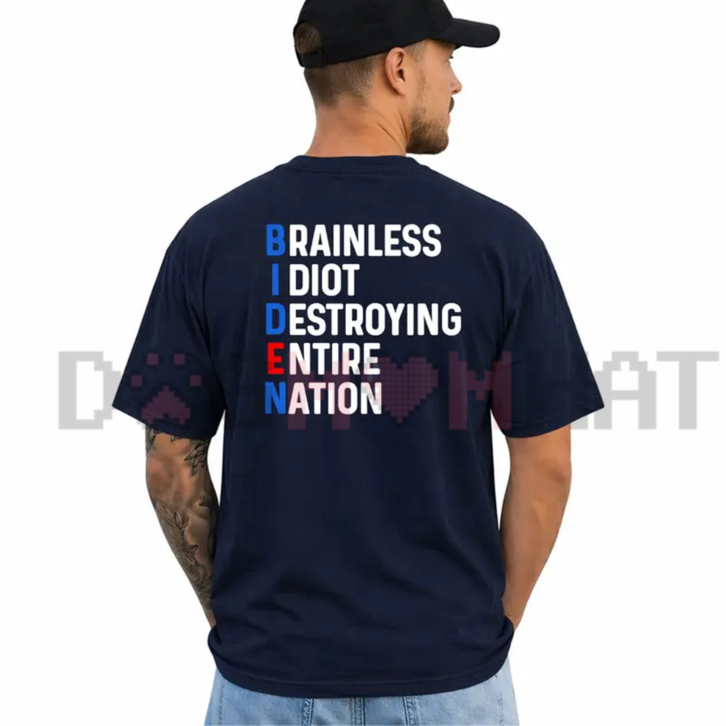 Political Humor Short-Sleeve Graphic T-Shirt - Daily Casual Cotton Menswear Tee