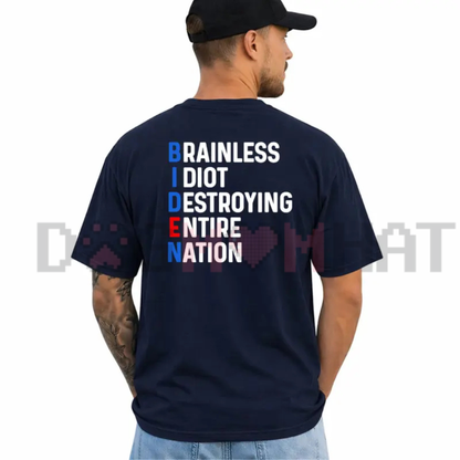 Political Humor Short-Sleeve Graphic T-Shirt - Daily Casual Cotton Menswear Tee