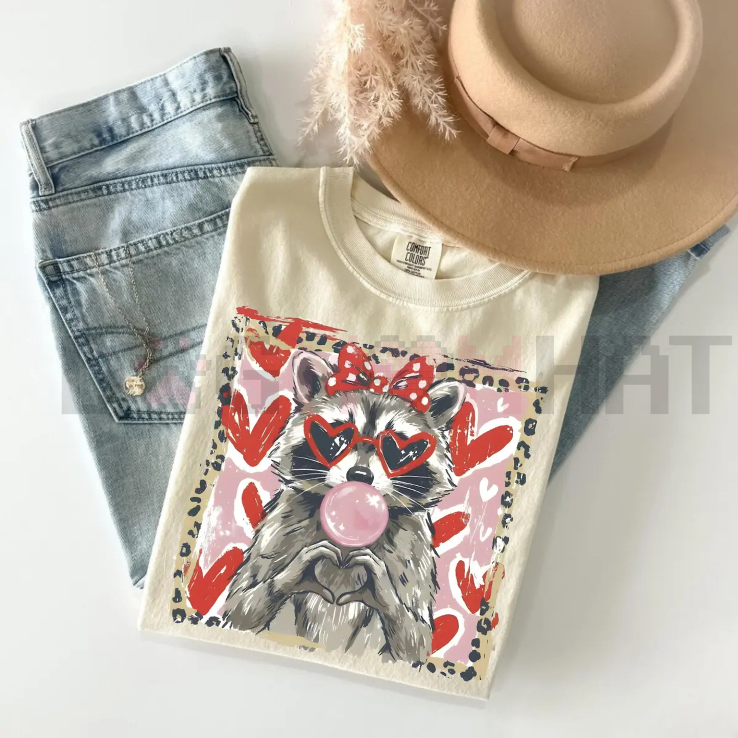 Wild Love Raccoon Tee – Leopard Print Heart Trash Panda Shirt