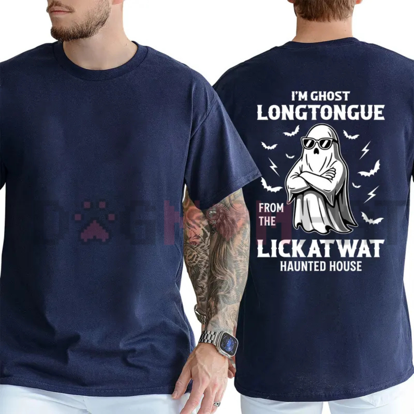 Ghost Longtongue Haunted House Funny Halloween T-Shirt - Funny Spooky Graphic Tee