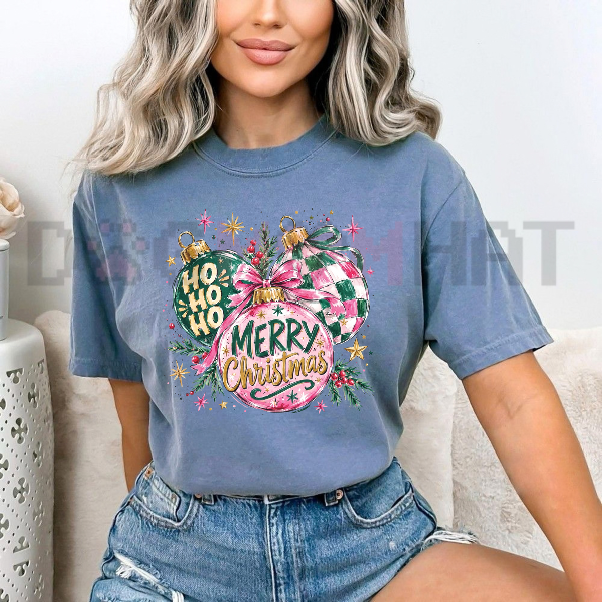 Festive Friction Tee – Trendy Christmas Ornament Holiday Graphic T-Shirt