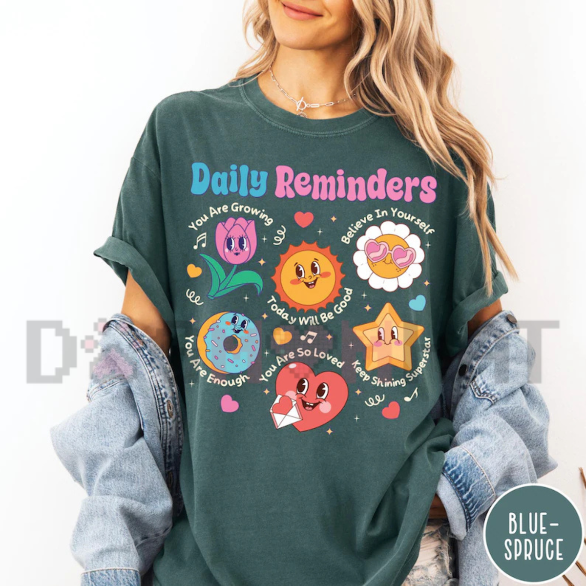 "Daily Reminders" Retro Floral Mental Health Graphic T-Shirt