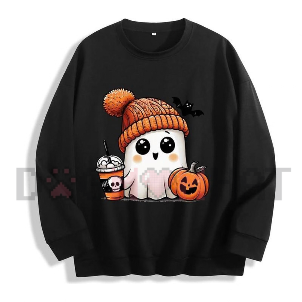 Cute Ghost Iced Coffee Fall Spooky Graphic Sweatshirt