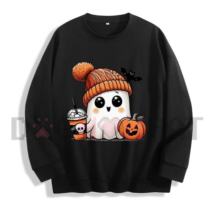 Cute Ghost Iced Coffee Fall Spooky Graphic Sweatshirt