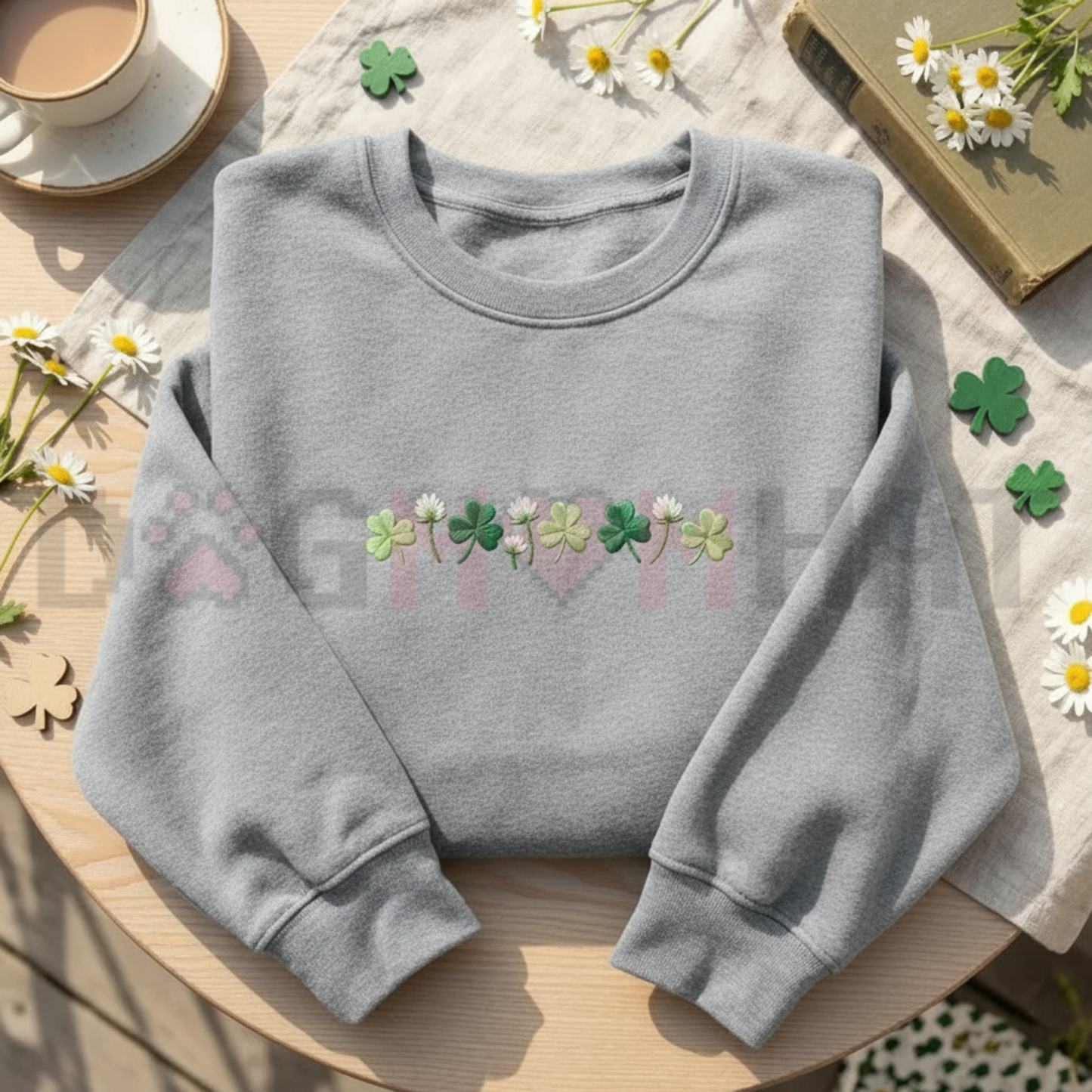 Embroidered Shamrock Meadow Crewneck