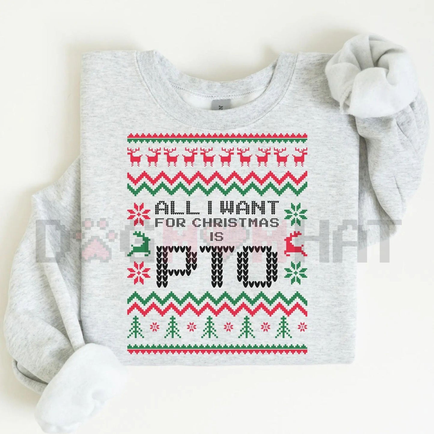Office Ugly Christmas Sweater: Funny Christmas PTO Shirt, All I Want Is PTOer, Coworker Work Gift Exchange