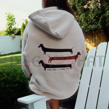 "I've Had A Long Day" Funny Dog Embroidered Hoodie - Premium Cozy Pullover