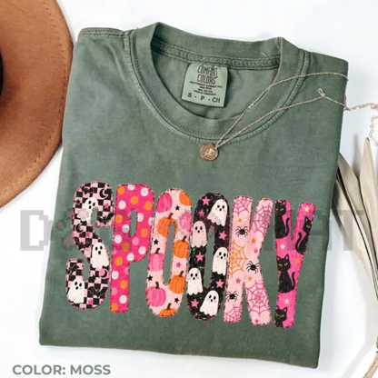 Preppy Spooky Ghost & Pumpkin Polka Dot Graphic T-Shirt