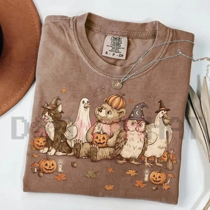 "Vintage 90s Halloween Bear Friends" Cozy Animated Graphic T-Shirt