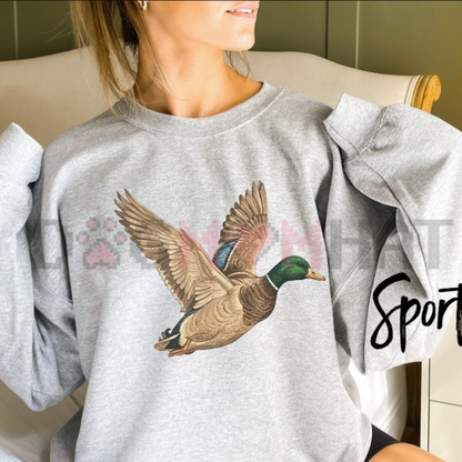 Flying Mallard Graphic Top - Vintage Outdoor Waterfowl Sweatshirt