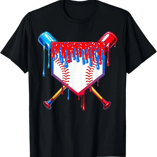 Baseball Drip Patriotic Ice Cream US Flag T-Shirt