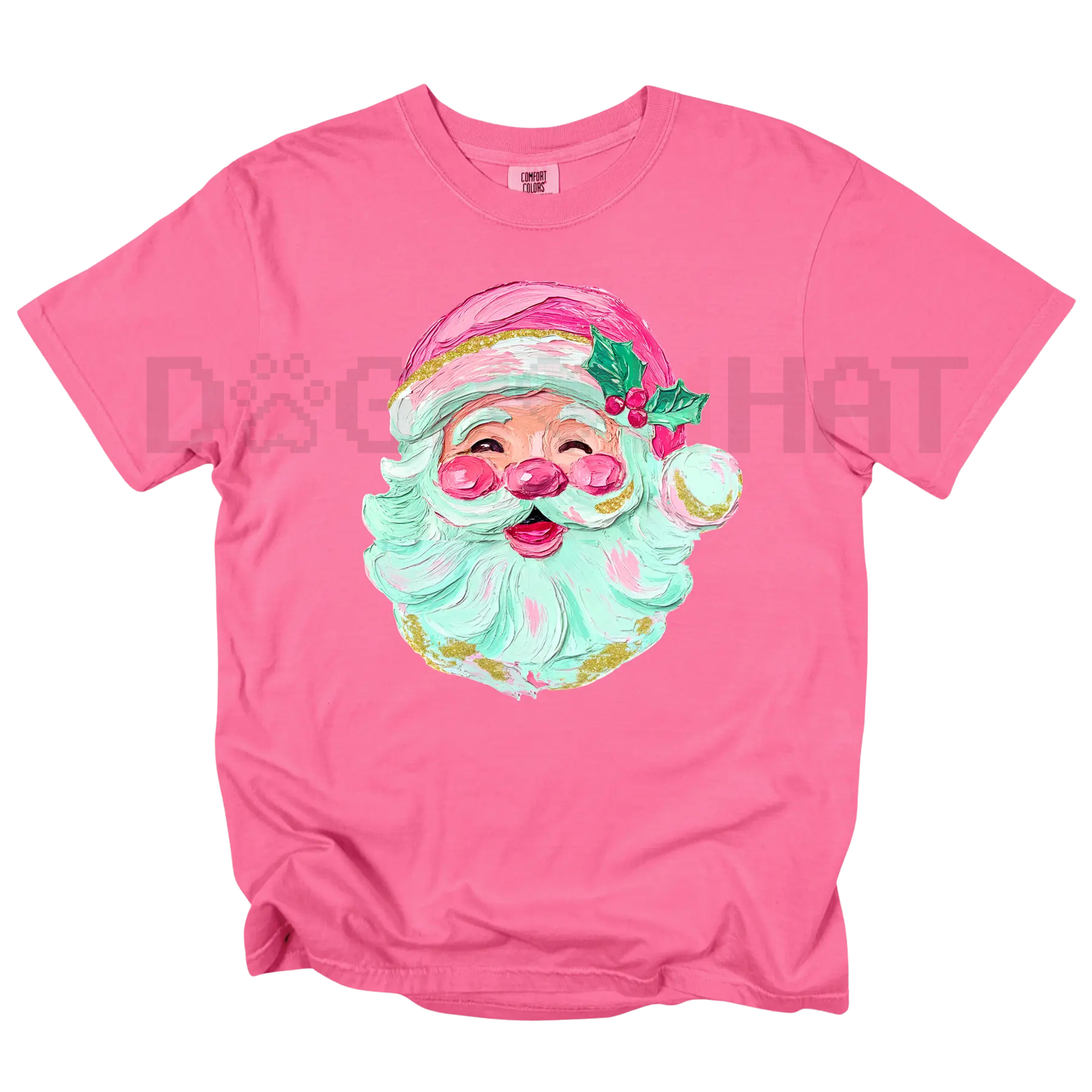 Pink Painted Santa Comfort Colors® T-Shirt – Unique Christmas Holiday Tee
