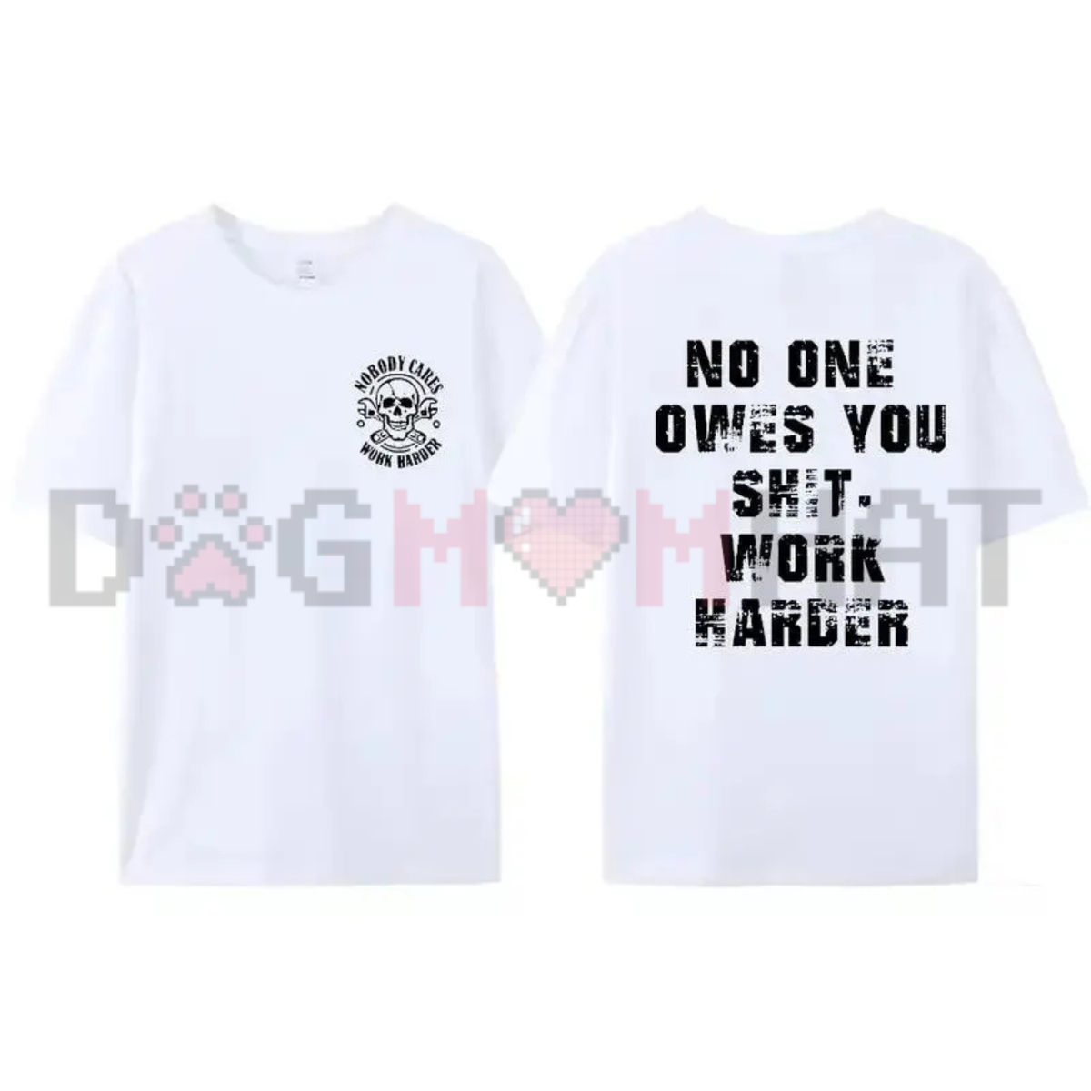 Relentless Grinder Work Harder Skull Graphic Tee - Bold Motivation Streetwear Cotton Menswear T-Shirt