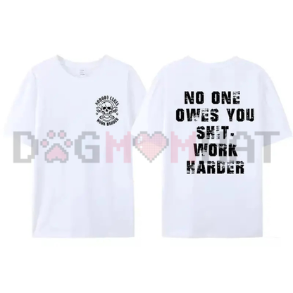 Relentless Grinder Work Harder Skull Graphic Tee - Bold Motivation Streetwear Cotton Menswear T-Shirt