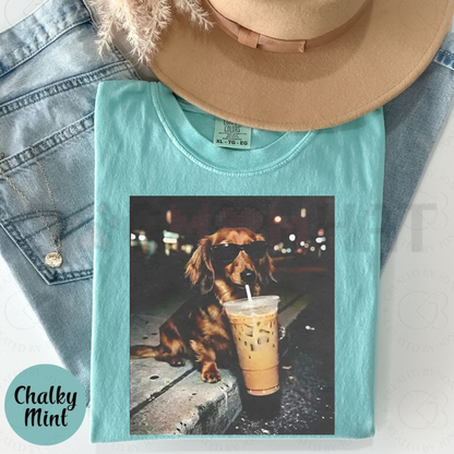 Funny Dachshund Iced Coffee T-Shirt